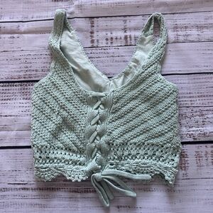Hollister Light Green Knit Crop Top